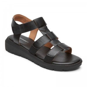 Rockport Abbie T-Strap Women Sandals Black Singapore | DP0-97309