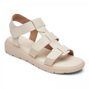 Rockport Abbie T-Strap Women Sandals Cream Singapore | BI4-81038