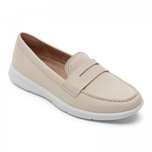 Rockport Ayva Washable Penny Women Loafers Cream Singapore | HM7-02670