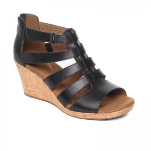 Rockport Briah Gladiator Women Wedge Sandals Black Singapore | LJ8-33303