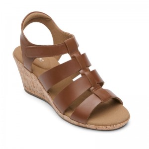 Rockport Briah New Gladiator Women Wedge Sandals Brown Singapore | AL4-00630