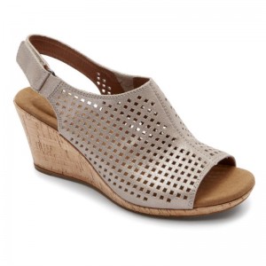 Rockport Briah Perforated Slingback Women Wedge Sandals Multi Khaki Singapore | TH2-42424