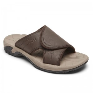 Rockport Byron Men Slides Dark Brown Singapore | HV3-26772