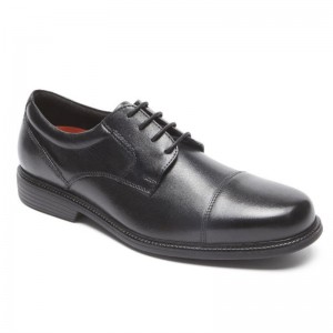 Rockport Charles Road Cap Toe Men Oxford Shoes Black Singapore | WU4-03090