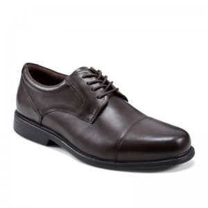 Rockport Charles Road Cap Toe Men Oxford Shoes Dark Brown Singapore | LY3-07830