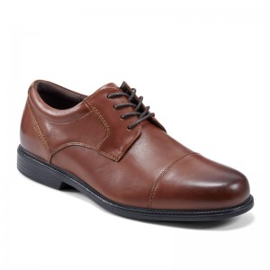 Rockport Charles Road Cap Toe Men Oxford Shoes Brown Singapore | LE0-77497