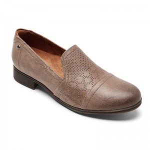 Rockport Crosbie Women Slip Ons Grey Brown Singapore | FP2-47424