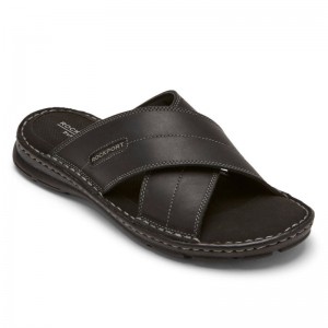 Rockport Darwyn Cross Band Men Slides Black Singapore | EU3-83828