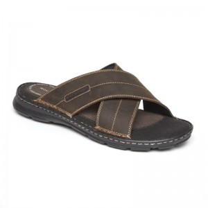 Rockport Darwyn Cross Band Men Slides Brown Singapore | BG5-06640