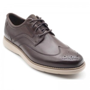 Rockport Garett Wing Tip Men Oxford Shoes Dark Brown Singapore | WS6-56145