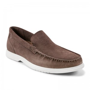 Rockport Jensen Casual Slip-on Almond Toe Men Loafers Dark Brown Singapore | XF4-05840