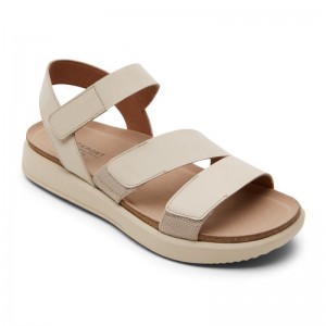 Rockport Kells Bay 3-Strap Women Sandals Cream Singapore | BM5-30903