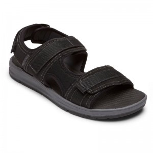 Rockport Lucky Bay Sport 3 Strap Men Sandals Black Singapore | FJ7-24892