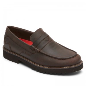 Rockport Maverick Penny Men Loafers Dark Brown Singapore | FK5-99339