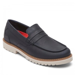 Rockport Maverick Penny Men Loafers Navy Singapore | AY8-50655