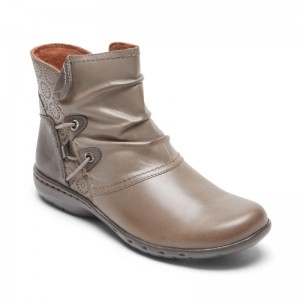 Rockport Penfield Ruched Women Booties Grey Brown Singapore | WV3-70067