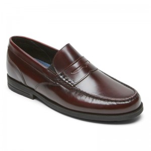 Rockport Preston Penny Men Loafers Burgundy Singapore | EE1-19091