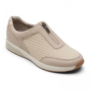 Rockport ProWalker truStride Zip Women Sneakers Cream Singapore | DI4-96179