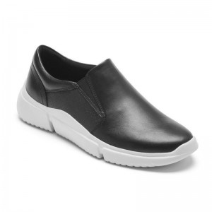 Rockport R-Evolution Washable Slip-On Women Sneakers Black/White Singapore | MT2-55305