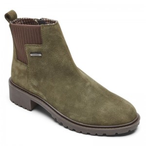 Rockport Ryleigh Waterproof Women Chelsea Boots Dark Olive Singapore | ZA9-85638