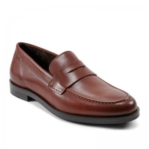 Rockport Sutton Dress Slip-on Penny Men Loafers Dark Brown Singapore | FO0-12851