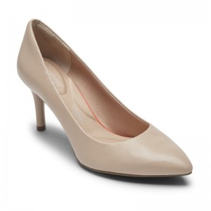 Rockport Total Motion 75mm Pointed Toe Heel Women Pumps Beige Singapore | LN9-09970