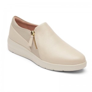 Rockport Total Motion Lillie Side Zip Women Sneakers Cream Singapore | RE5-21452