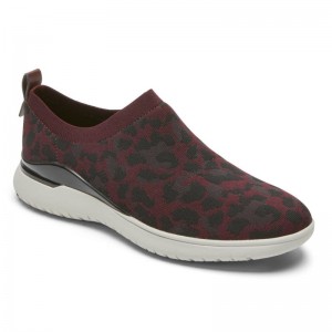 Rockport Total Motion Sport High Slip-On Women Sneakers Dark Red Leopard Singapore | YQ9-39893