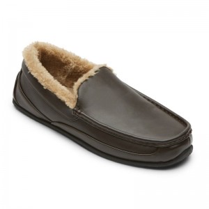 Rockport Warwick Slipper Men Loafers Brown Singapore | WL7-12501