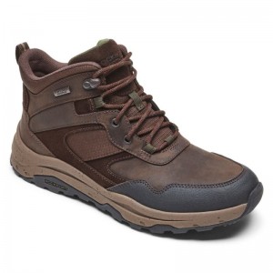 Rockport XCS Pathway Mid Men Waterproof Boots Dark Brown Singapore | PA9-21952