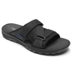 Rockport XCS Trail Technique Velcro Men Slides Black Singapore | DL9-81978