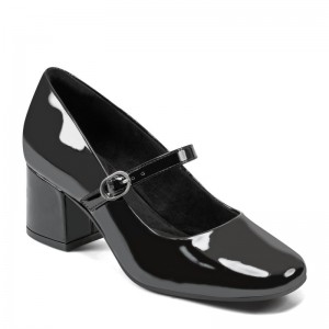 Rockport Xena Block Heel Women Mary Jane Black Singapore | UW3-19691