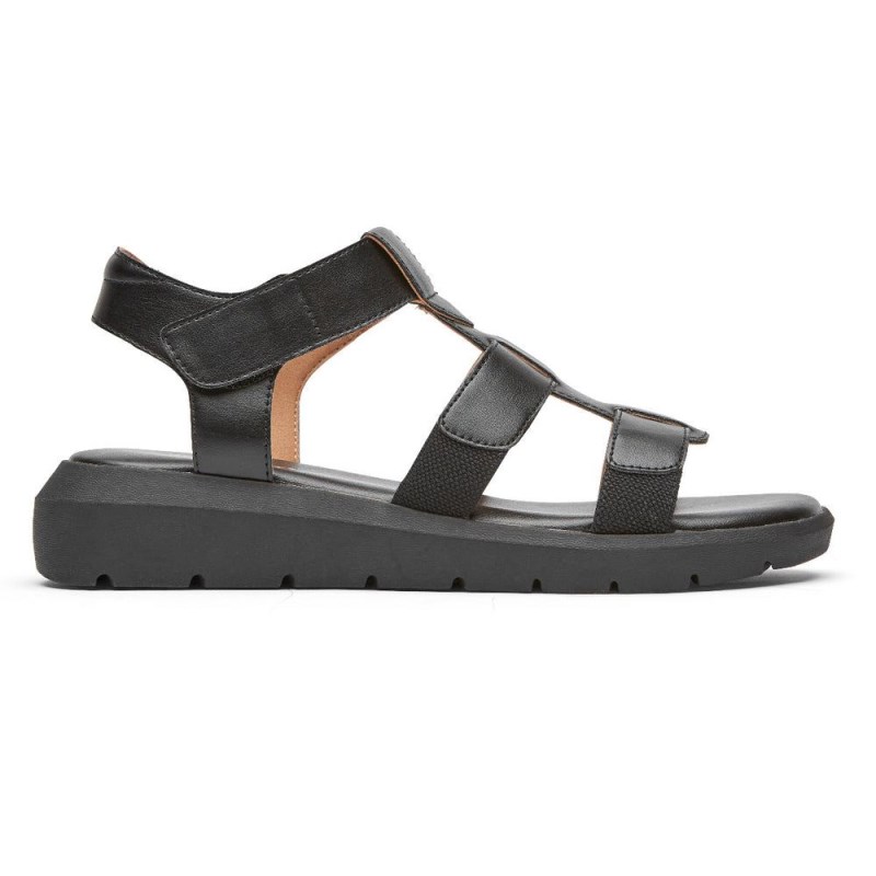 Rockport Abbie T-Strap Women Sandals Black Singapore | DP0-97309