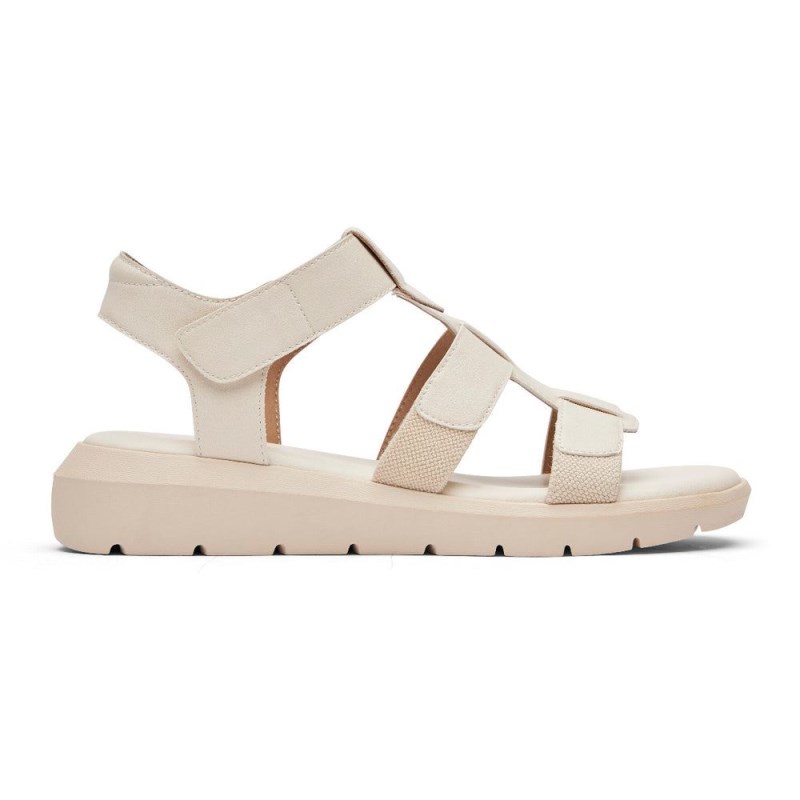 Rockport Abbie T-Strap Women Sandals Cream Singapore | BI4-81038