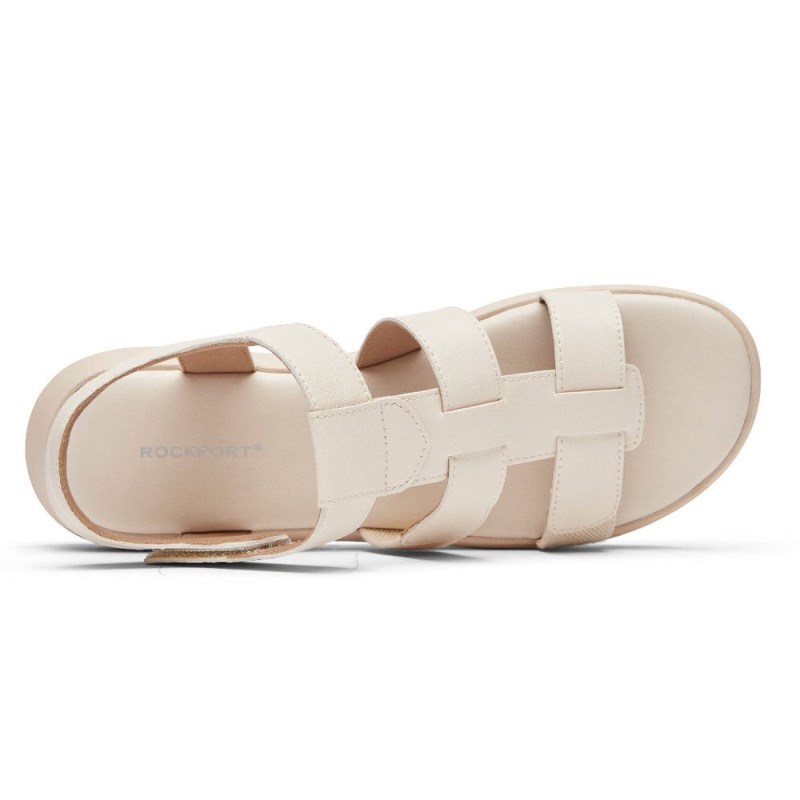 Rockport Abbie T-Strap Women Sandals Cream Singapore | BI4-81038