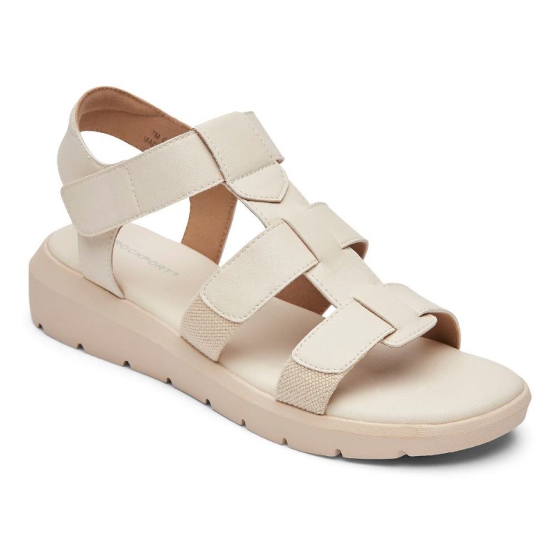 Rockport Abbie T-Strap Women Sandals Cream Singapore | BI4-81038