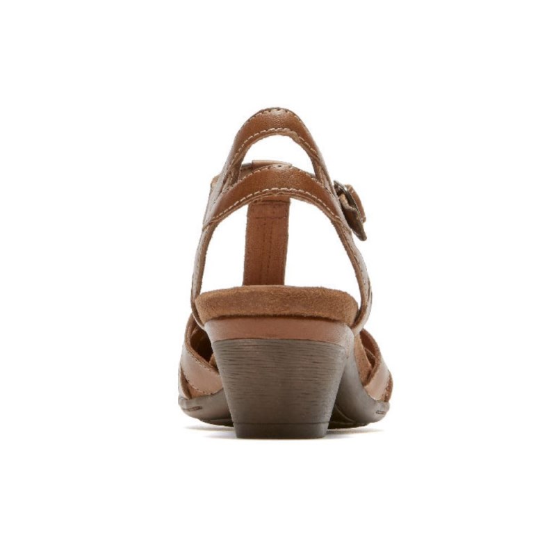 Rockport Aubrey T-Strap Women Heeled Sandals Brown Singapore | FT8-45234