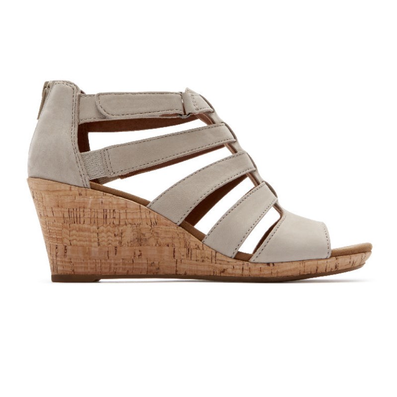 Rockport Briah Gladiator Women Wedge Sandals Grey Singapore | SZ1-93679