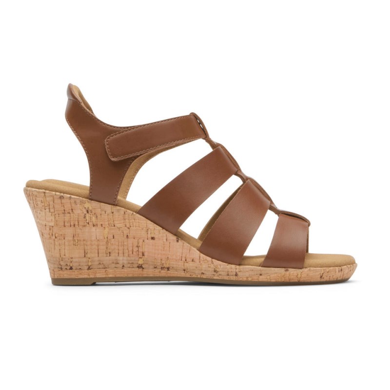 Rockport Briah New Gladiator Women Wedge Sandals Brown Singapore | AL4-00630