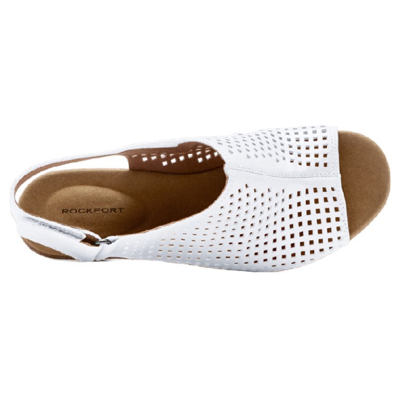 Rockport Briah Perforated Slingback Women Wedge Sandals White Singapore | AA4-28062