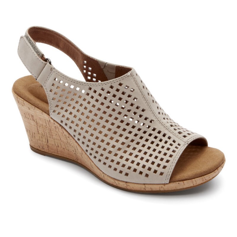 Rockport Briah Perforated Slingback Women Wedge Sandals Brown Singapore | UU4-59745