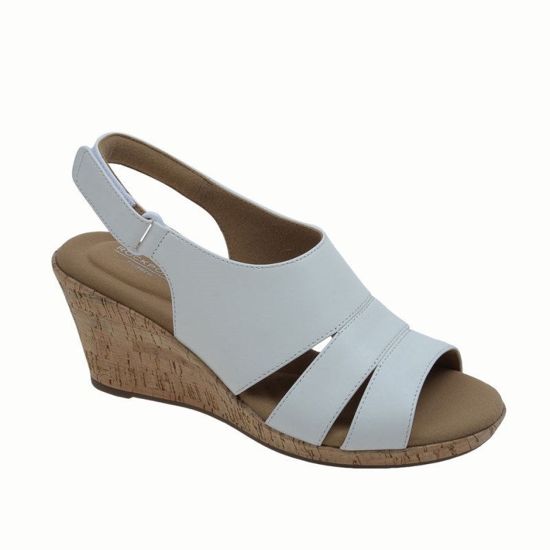 Rockport Briah Slingback Women Wedge Sandals White Singapore | KI5-26482