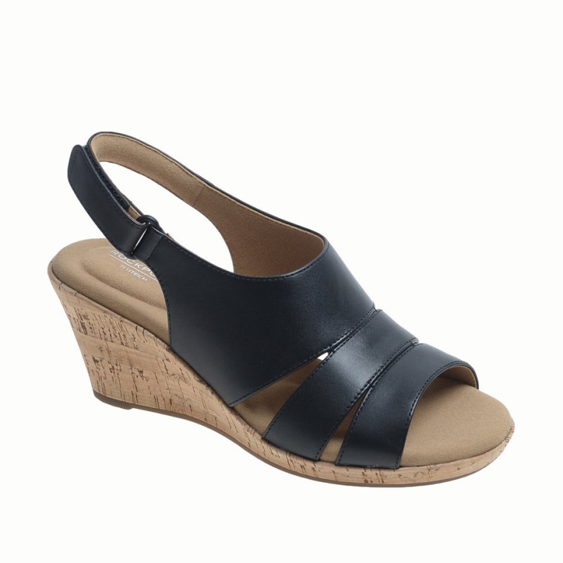 Rockport Briah Slingback Women Wedge Sandals Black Singapore | DZ8-40394