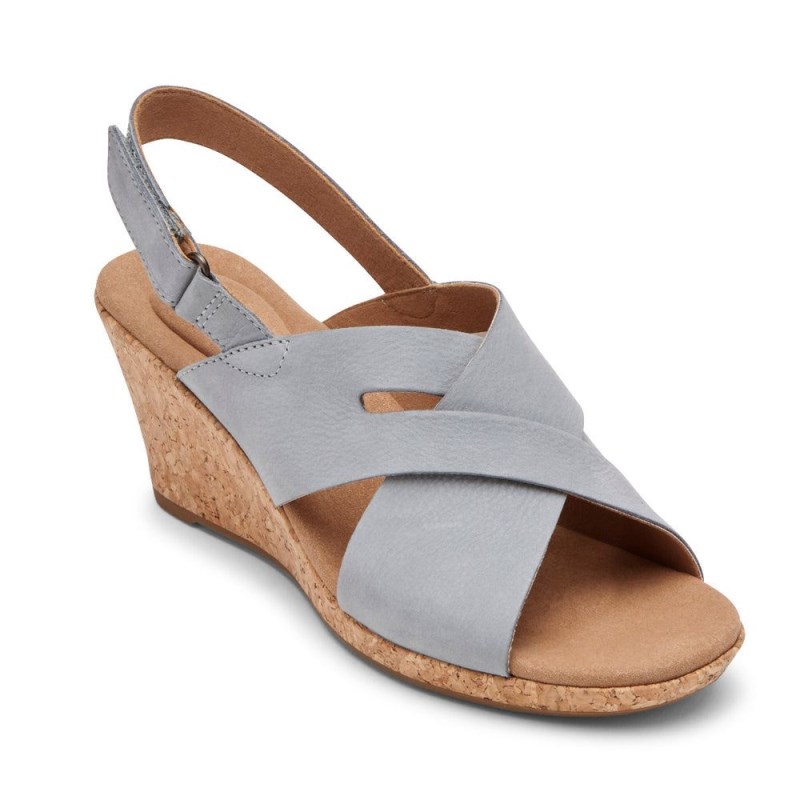 Rockport Briah Slot Slingback Women Wedge Sandals Blue Singapore | MK8-60136