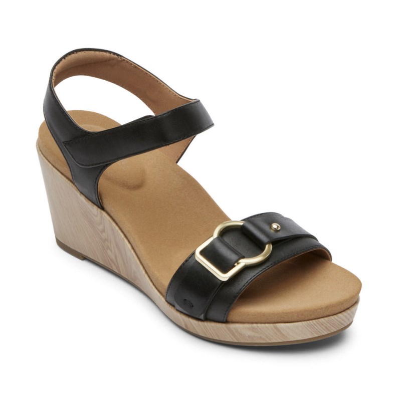 Rockport Briah Women Wedge Sandals Black Singapore | EZ9-13441