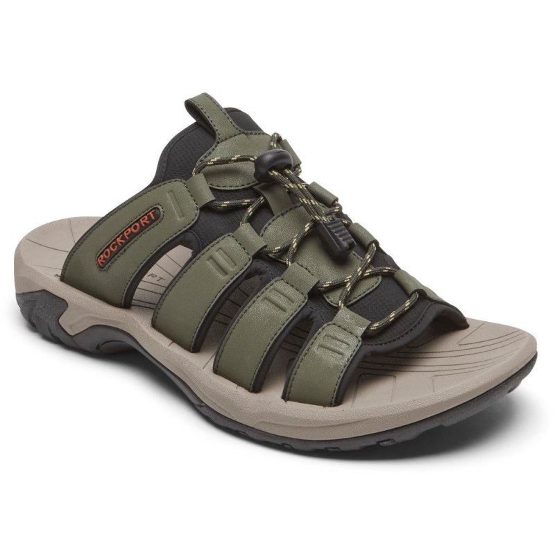 Rockport Byron Bungee Men Slides Olive Singapore | HO1-64126