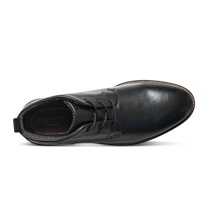 Rockport Caspe Lace-up Almond Toe Casual Men Chukka Boots Black Singapore | YS7-50395