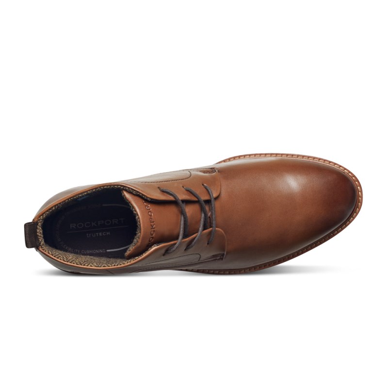 Rockport Caspe Lace-up Almond Toe Casual Men Chukka Boots Dark Brown Singapore | FJ5-44534