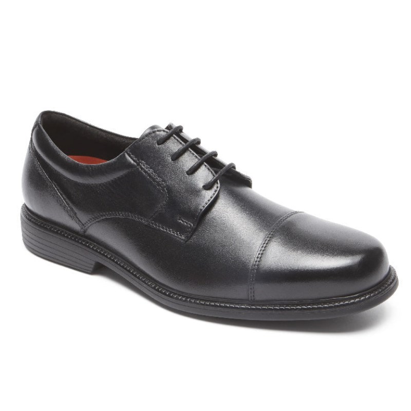 Rockport Charles Road Cap Toe Men Oxford Shoes Black Singapore | WU4-03090