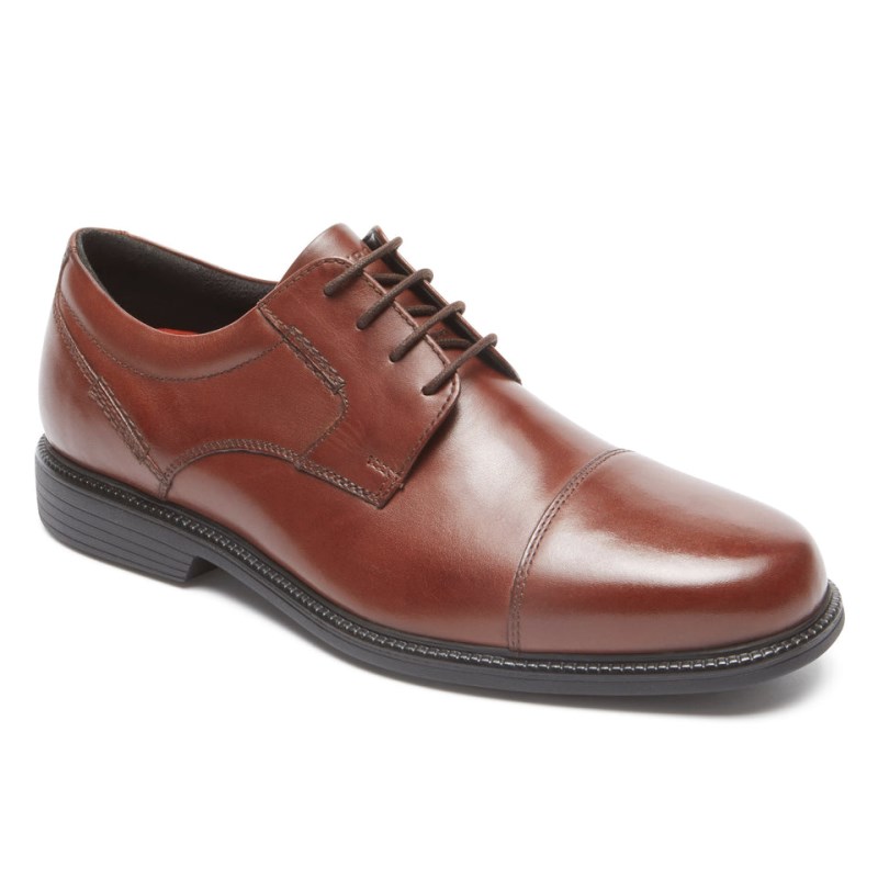 Rockport Charles Road Cap Toe Men Oxford Shoes Brown Singapore | PQ0-46144